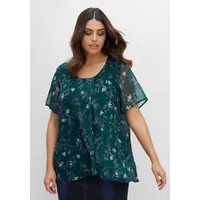 Sheego Shirt in tiefgrün bedruckt | Gr.: 48/50