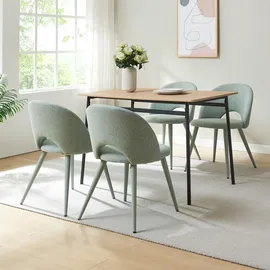 [en.casa] Esszimmerstuhl Karijoki Webstoff Hellgrün 4er Set