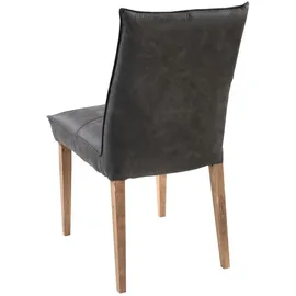 G + K Polsterstühle 4er Set KOLJA, Anthrazit Braun - Mikrofaserbezug - Holzbeine - 4er Set