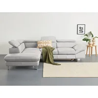 Ecksofa COTTA "Driver L-Form", weiß, B:268cm H:73cm T:214cm, Kunstleder SOFTLUX, LEDER BEEFY (ein abgedecktes Spalt-Rindsleder) im Sitz und Rücken (Korpus in Kunstleder), Luxus-Kunstleder, NaturLEDER (echtes Rindsleder) im Sitz und Rücken (Rückseite mit Spannstoff bezogen), Sofas, mit Kopfteilverstellung, wahlweise mit Bettfunktion & Bettkasten, Topseller