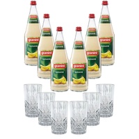 Mixcompany Set - 6x Longdrink Glas Kristall Optik + 6er Set Granini Banane 1L S