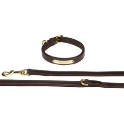 Eskadron Leather Hundeset Halsband und Leine