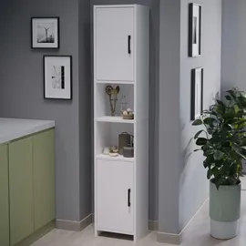 [en.casa] Rautrina Hochschrank 180 x 35 x 30 cm Weiß Holz, Spanplatte