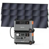 OSCAL 7200Wh Solargenerator mit 3×500W Solarpanel(1500W), LiFePO4 Tragbare Powerstation, 4 Ausgang AC 6000W, 2200W Schnellladung, Power Station für Camping, Wohnmobil, Garten, Outdoor