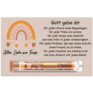 Otuuz Taufe Geldgeschenk Taufgeschenke für Jungen Mädchen, Holz Taufe Karte Reagenzglas, Taufgeschenk für Jungen Mädchen Geldgeschenke Verpackung, Taufkind Patenkind(Oranger Regenbogen)