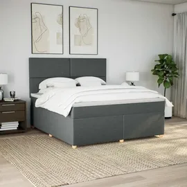 vidaXL Boxspringbett mit Matratze Dunkelgrau 180x200 cm Stoff