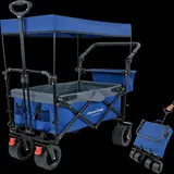 deluxe4home® deluxe4home Bollerwagen Faltbar mit Breiten Reifen und Dach Blau Grau