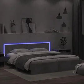 vidaXL Bettgestell mit Kopfteil und LED-Beleuchtung Betongrau
