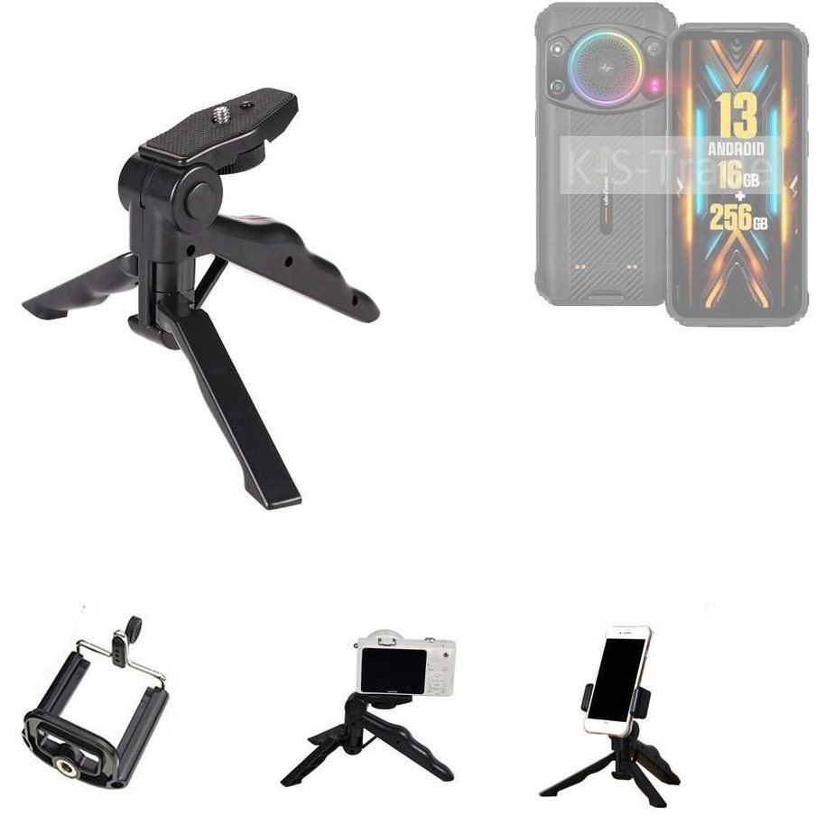 K-S-Trade für Ulefone Armor 21 Smartphone-Halterung, (Stativ Tisch-Ständer Dreibein Handy-Stativ Ständer Mini-Stativ) schwarz