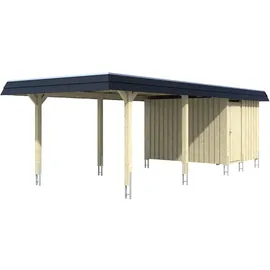 SKANHOLZ Carport Wendland 3,62 x 8,70 m nussbaum mit Abstellraum und EPDM-Dach