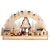 Brubaker 3D LED Lichterbogen Winterlandschaft mit Holzarbeitern 43,5 x 26,8 x 10,1 cm