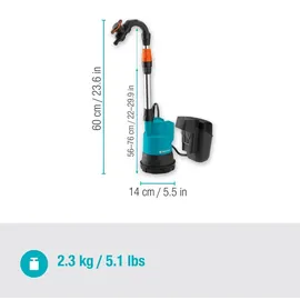 Gardena Akku-Regenfasspumpe 2000/2 18 V P4A solo 14602-66