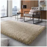 TaraCarpet Langflor-Teppich Ragolle Twilight, rechteckig, Höhe: 60 mm, Shaggy Hochflorteppich weiß beige Wohnzimmer Schlafzimmer 080x230 beige rechteckig | 80 cm x 230 cm x 60 mm