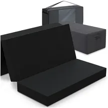 eloneo Spar-Set Klappmatratze Gästematratze, 120x195x15cm, schwarz inkl. Husse anthrazit & Transporttasche