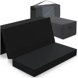 eloneo Spar-Set Klappmatratze Gästematratze, 120x195x15cm, schwarz inkl. Husse anthrazit & Transporttasche