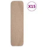 vidaXL Antirutsch Stufenmatten 15 Stk. 75x20 cm Beige Rechteckig