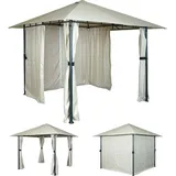 Mendler Pergola HWC-J63 3 x 3 m inkl. 1 Seitenteil Beige/Weiß