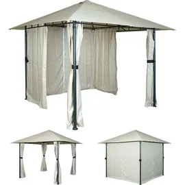 Mendler Pergola HWC-J63 3 x 3 m inkl. 1 Seitenteil Beige/Weiß