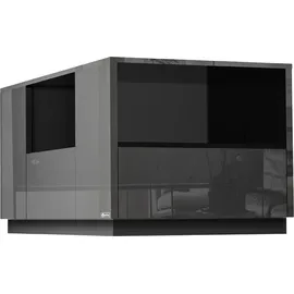 Makika LED Couchtisch / Design Wohnzimmertisch mit Ablagefach und Schubladen - Schwarz Hochglanz