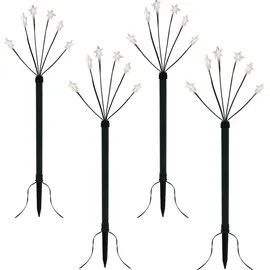 INDA-EXCLUSIV 4er Set LED-Gartenleuchtstäbe mit 24 Sternen warm-weiß