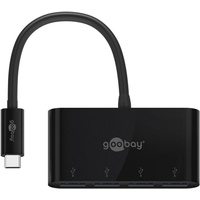 goobay 4-fach USB-CTM Multiport-Adapter USB Typ-C 5000 Mbit/s Schwarz