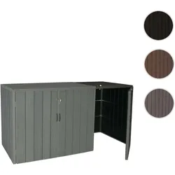 XL 1er-/2er-WPC-M√olltonnenverkleidung Erweiterung HWC-J28, Premium M√olltonnenbox, Metall Holzoptik ~ grau