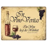 Trendaffe In Vino Vertias Metallschild XXL mit Wein Motiv
