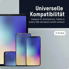 Ansmann USB Ladegerät 30W - USB C & A Schnelllader Integriertes Kabel