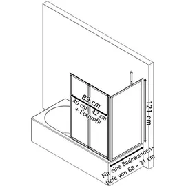 Schulte Home Schulte Duschabtrennung für Badewanne Smart, 2-teilig mit Seitenwand, Profilfarbe: Schwarz , 3 mm Sicherheitglas (ESG) Klar hell, Faltwand: 89 x 1... - Schwarz