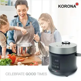 KORONA 58011 Reiskocher Dampfgarer Warmhaltefunktion LED Display Touch Buttons | Schwarz