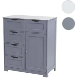 Kommode HWC-B65, Schubladenschrank Schrank, 5 Schubladen und 1 T√or 80x70x35cm ~ grau