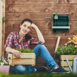 Relaxdays Schlauchtrommel 0,4 m silber