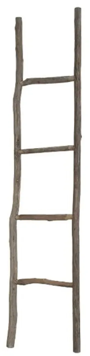 Casa Padrino Landhausstil Deko Holzleiter Naturfarben 37 x 4 x H. 160 cm - Handgefertigte Leiter mit 4 Sprossen