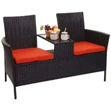 Mendler HWC-E24 132 x 55 x 84 cm schwarz/terracotta inkl. Tisch