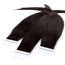 hair2heart Tape Extensions Echthaar #5/0 Hellbraun 50cm Schwarz Damen 