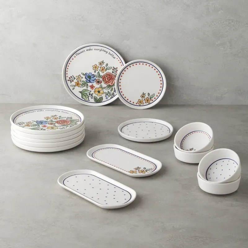 English Home Linea Keramik-Frühstücksset 14-teilig für 6 Personen, farbig