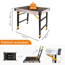 Lemodo Werkbank Holz/Stahl/MDF schwarz 454 kg Tragkraft klappbar
