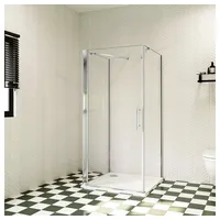 duschspa Komplettdusche ESG U-Duschkabine Duschtür Schwingtür Drehtür Pendeltür Glastür, BxT: 90x80 cm, Einscheibensicherheitsglas, Sicherheitsglas, Set, ebenerdiger Einbau möglich 90 cm x 80 cm
