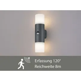 meineWunschleuchte Außenwandleuchte schwarz 33,0 cm inkl. Bewegungsmelder