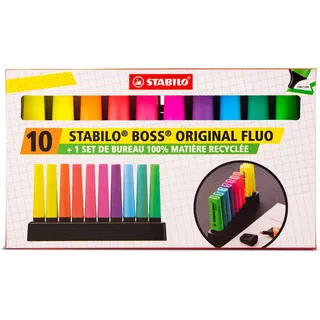 STABILO - Textmarker - BOSS ORIGINAL - 10er Tischset - mit 9 verschiedenen Neonfarben