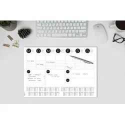 Sigel HO506 Papier-Schreibunterlage A3 mit 2-Jahres-Kalender, Wochenplaner, To-Do-Liste, 30 Blatt