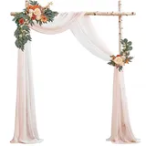 GVPOELR Hochzeit Vorhang Hochzeitsbogen, 2 Stück Querbehang, Vorhangstoff für Hochzeitsbögen, 75 x 600cm Hochzeitsbogen Gardinen, Weiß Blush Pink Vorhang Hochzeitsbogen, Hochzeitszeremonie
