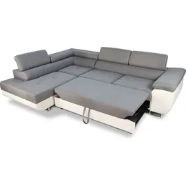 Sofnet Ecksofa Caris mit Schlaffunktion und einstellbare Kopfstützen, Wohnlandschaft mit Bettkasten, Couch, Sofa (Dunkelgrau + ... - Dunkelgrau/Grau
