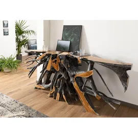 MASSIVMOEBEL24.DE Konsolentisch Teak Wurzel verzweigt 250x50x80 Natur