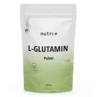 Nutri + Nutri L-Glutamin 500 g - Neutral & hochdosiert ohne Zusatzstoffe - 100% natur rein - Fermentiertes Powder Made in Germany