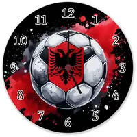 Speecheese Fußball Albanien Wanduhr aus Alu Flagge Nation Sport