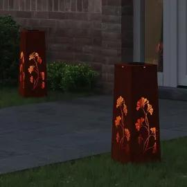 vidaXL Solarleuchte Stahl 18 cm x 18 cm x 50 cm 2er Set rostig