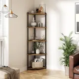 Ruichang Eckregal stehend mit 5 Ebenen, bücherregal Holz, Standregal, Aufbewahrungsregal, Lagerregal für Küche, Bad, Wohnzimmer, Büro, 143.5 x 29 x 29 cm