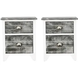 vidaXL Nachtschrank 2-teilig 5300 x 28 x 4360 cm Grau/Weiß