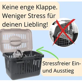 GarPet Transportbox Oben Öffnen Hunde Katzen Kleintier Transport Box Katzenbox Hundebox Open Top Stressfrei Dachöffnung